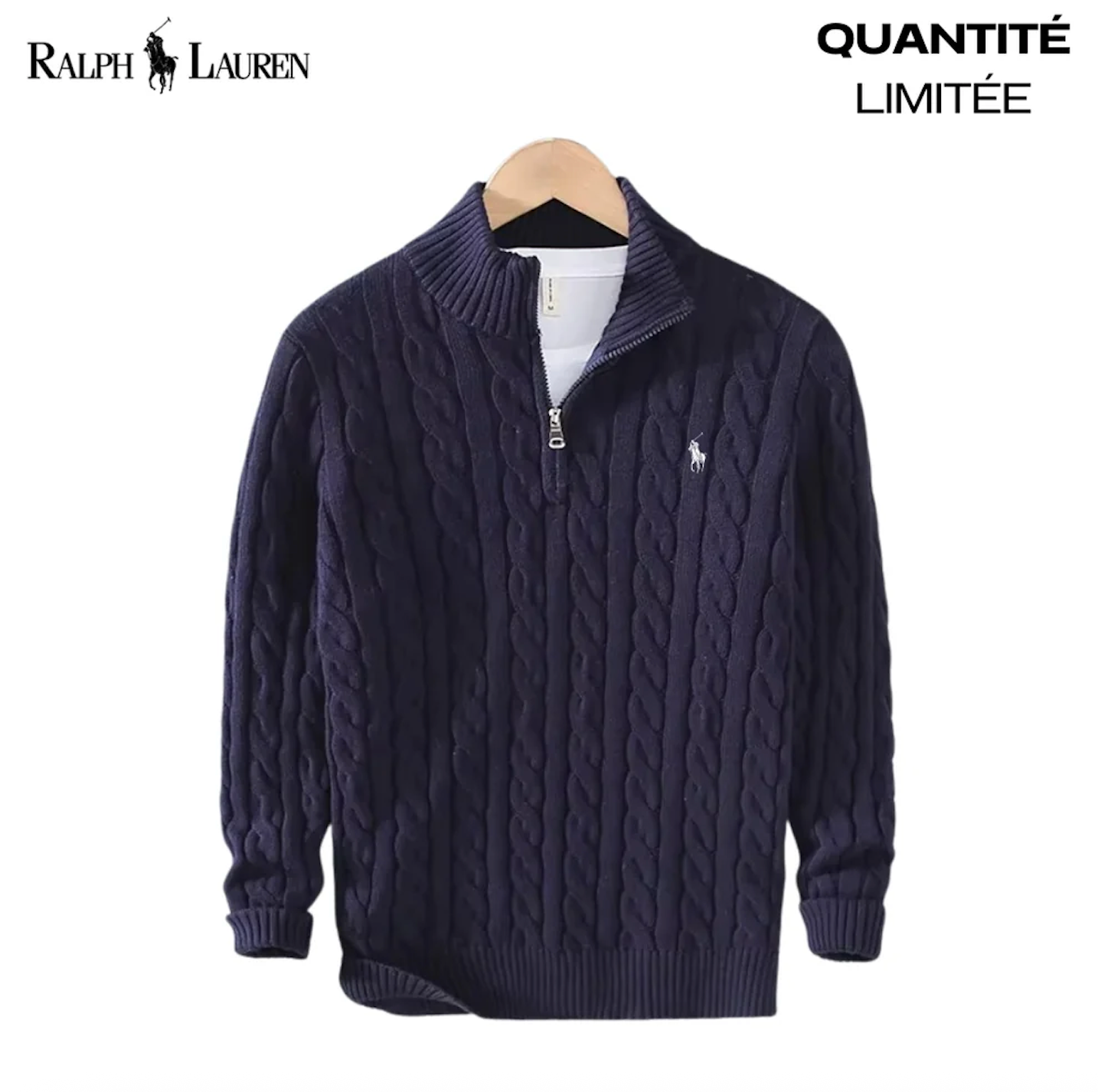 RL™ | Pull Col Zippé Câblé – Édition Limitée
