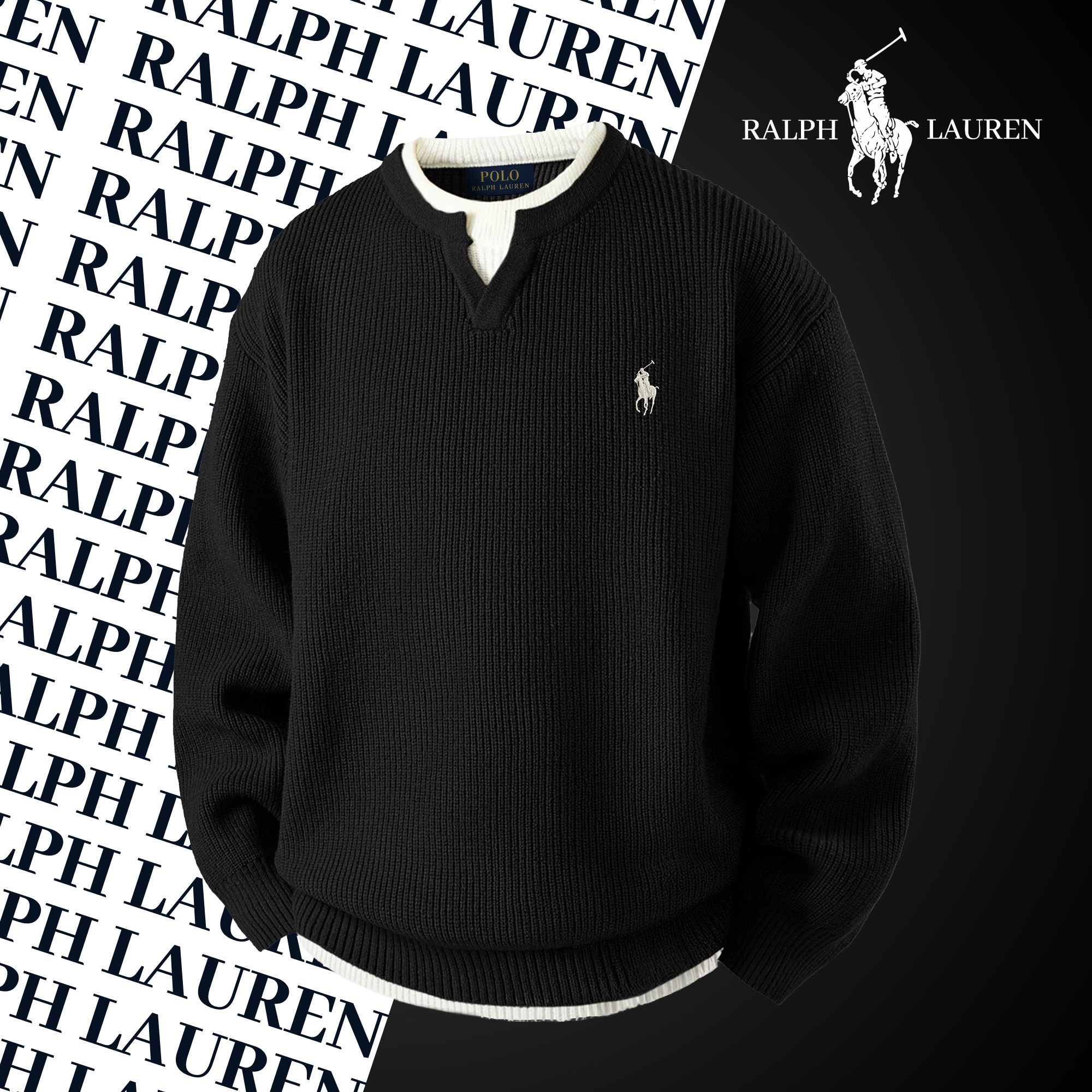 Pull Héritage à Col Fendu RL – Maille Signature