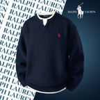 Pull Héritage à Col Fendu RL – Maille Signature