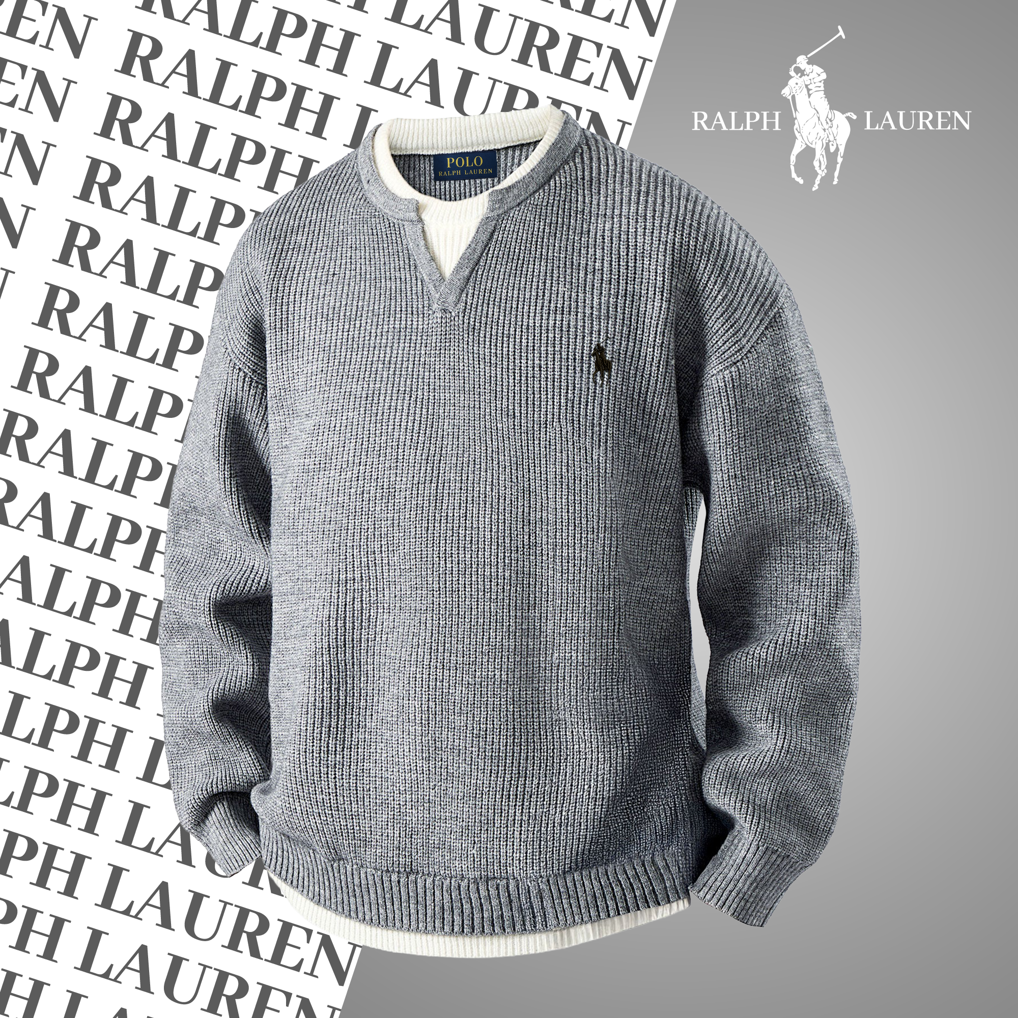 Pull Héritage à Col Fendu RL – Maille Signature